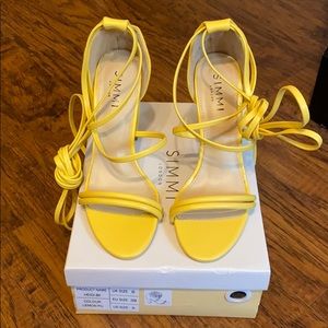 Simmi Lemon Yellow Block Heels.